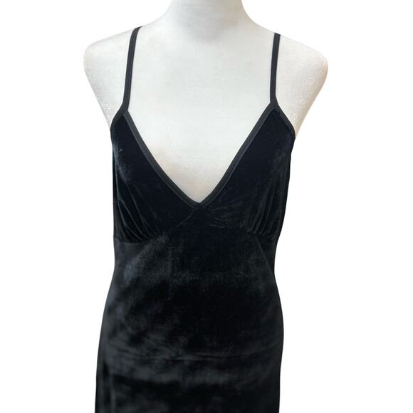 Band of the Free Black Velvet Open Back Midi Dress Tie Back Size Medium - Picture 3 of 7